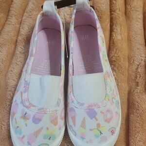H&M Kids Pastel Ice Cream Print Slip-On Sneakers in Pink, Mint & Cream
